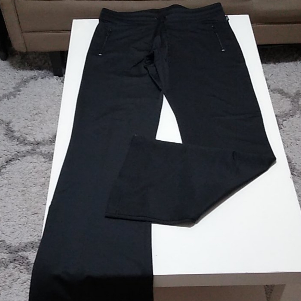Flared drawstring black pants track style